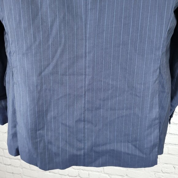 VTG Hickey Freeman Navy Pinstripe Worsted Wool 2 Button Blazer USA Made Size 44R - Picture 14 of 16